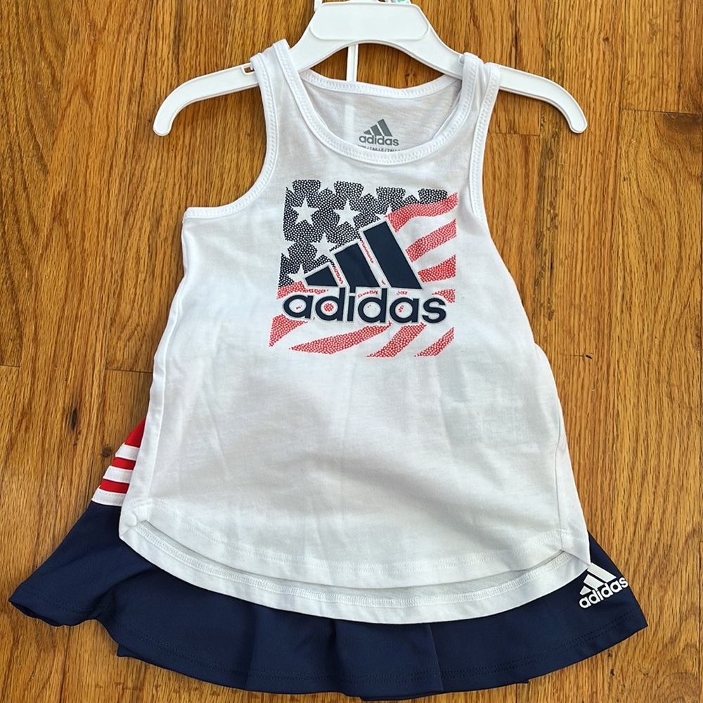 NWT Red, White and Blue Adidas Tank and Sport Skort Set